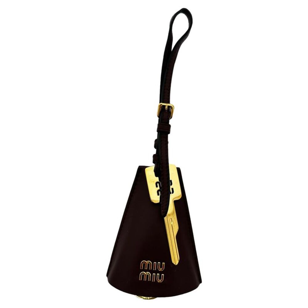 Miu Miu Trick Pelle Bag Charm in Brown Leather